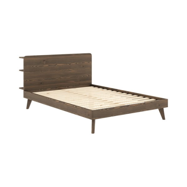 Hnědá dvoulůžková postel z borovicového dřeva s roštem 160x200 cm Retreat – Karup Design