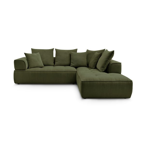 Zelená žinylková rohová pohovka (pravý roh/do L) Whesley – Bobochic Paris