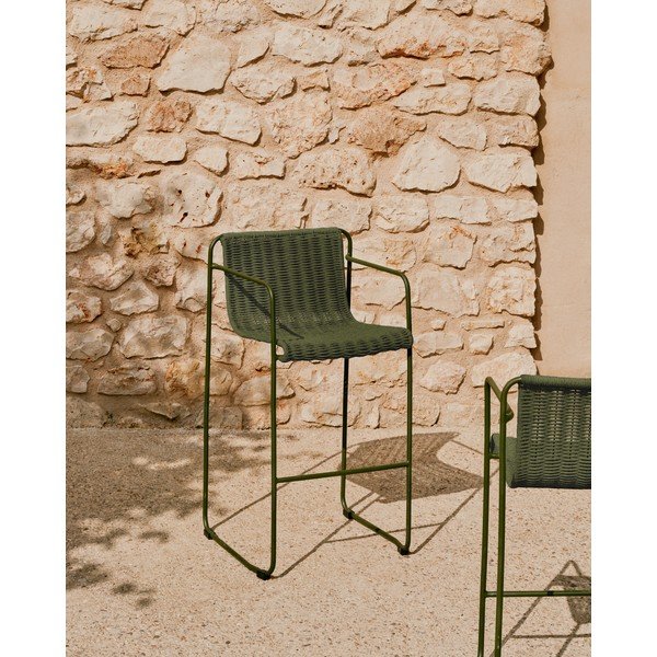 Zelená kovová zahradní barová židle Maurina – Kave Home-image-1