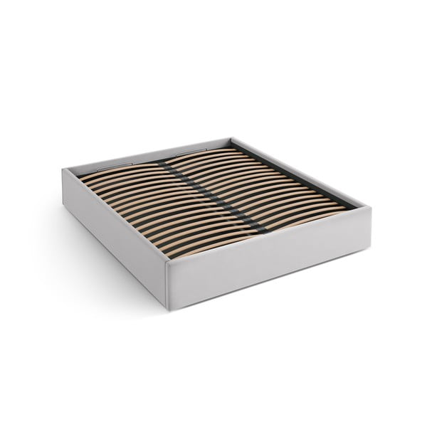 Světle šedá čalouněná dvoulůžková postel s úložným prostorem/bez čela s roštem 180x200 cm Susan – Micadoni 