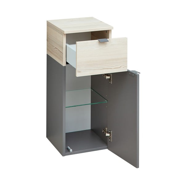 Šedá/v přírodní barvě nízká/závěsná koupelnová skříňka v dekoru borovice 72x30 cm Quickset 394 – Pelipal-image-2