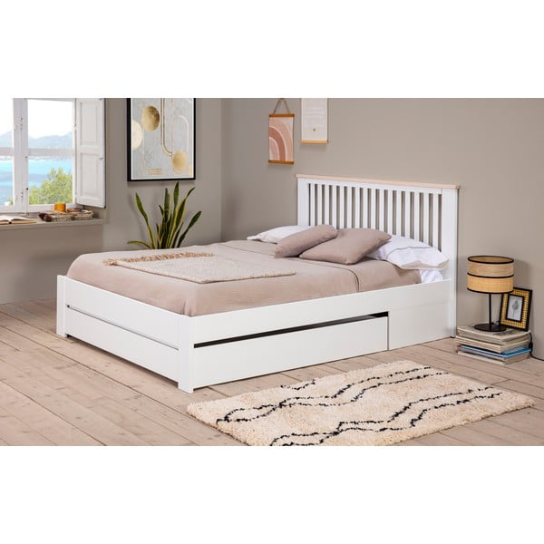 Bílá dvoulůžková postel s roštem 140x190 cm Enara – Marckeric-image-4