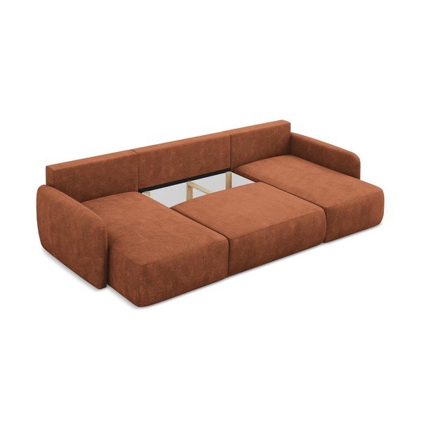 Žinylková rozkládací/s úložným prostorem rohová pohovka v terakotové barvě (do "U") Lilo – Makamii-image-3