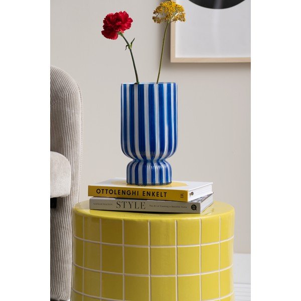 Modrá skleněná váza (výška 26 cm) Rayado Retro – PT LIVING-image-1