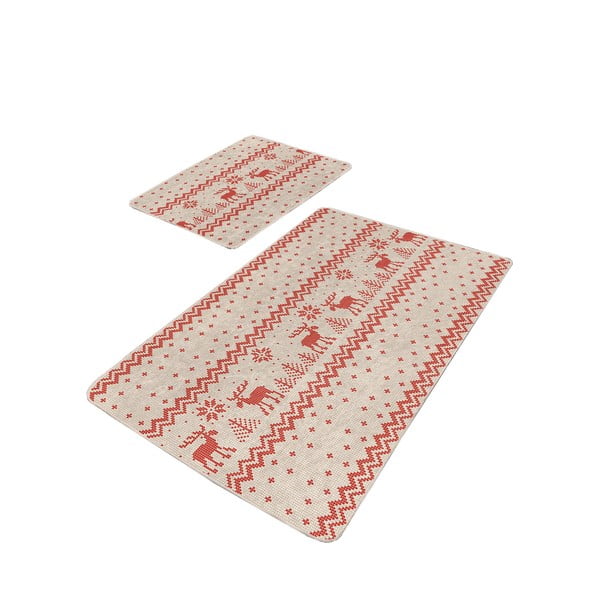 Červeno-béžové koupelnové předložky v sadě 2 ks 60x100 cm – Mila Home