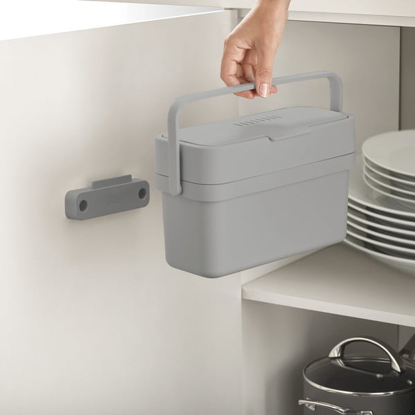 Šedá nádoba na kompostovatelný odpad 4 l Duo – Joseph Joseph-image-4