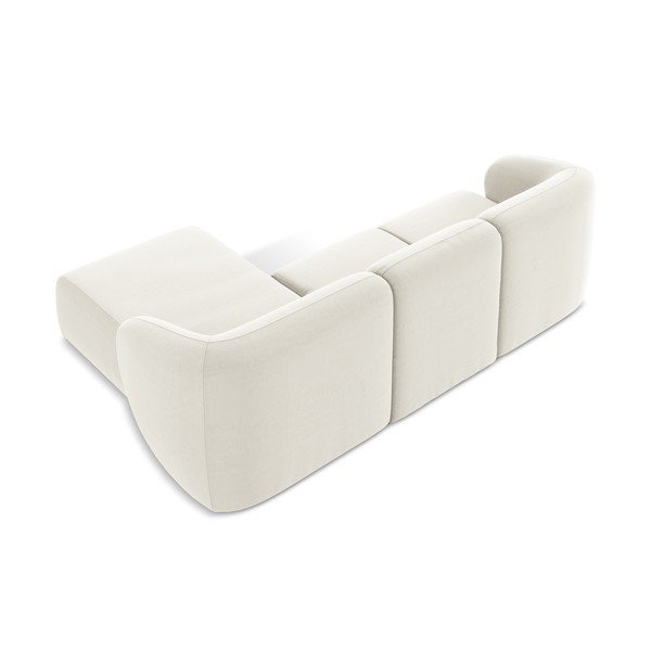 Béžová sametová rohová pohovka (pravý roh/s lenoškou) Lani – Makamii-image-3