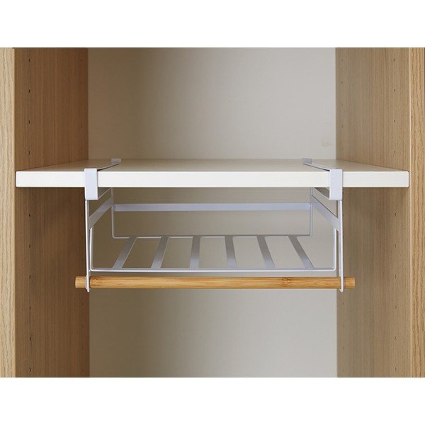 Bílá zavěsitelná polička do šatní skříně na oblečení Compactor Under Shelf Basket Rail-image-1