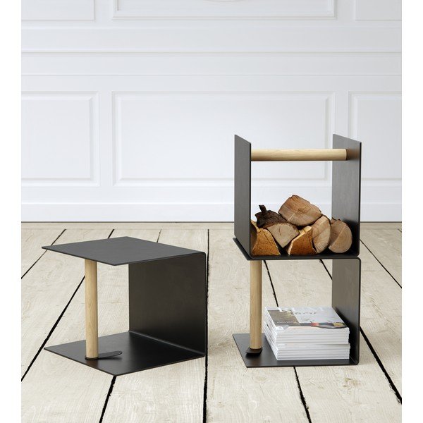 Černý dekorativní kovový/z eko kůže úložný box 32x38x31 cm Bull – LIND DNA-image-1