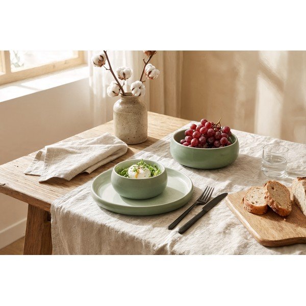 Zelené talíře v sadě 4 ks z kameniny ø 22 cm Aura Rondo – Bonami Selection-image-3