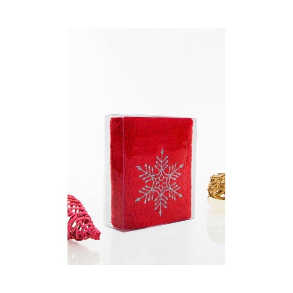Osuška Christmas Snowflake Red, 30 x 50 cm-image-1