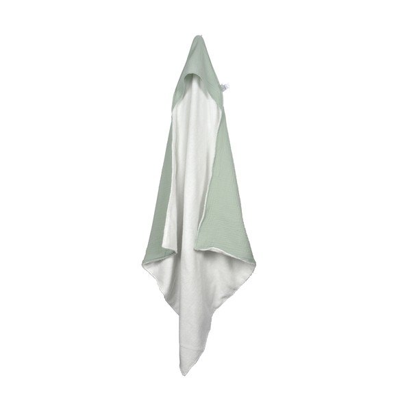 Zelená mušelínová dětská osuška s kapucí 75x75 cm – Bébé Douceur-image-2