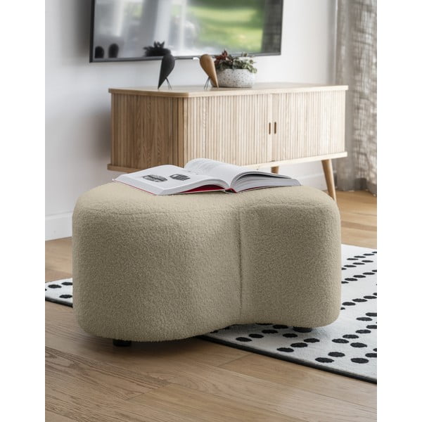 Béžový taburet z textilie bouclé Miuf – Miuform-image-1