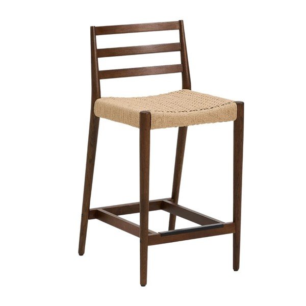 Hnědá/v přírodní barvě barová židle z dubového dřeva (výška sedáku 65 cm) Analy – Kave Home