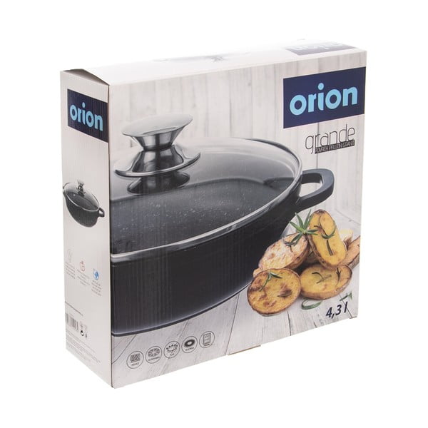 Kastrol s nepřilnavým povrchem Pfluon Granit se skleněnou poklicí Orion Grande, ⌀ 28 cm-image-3