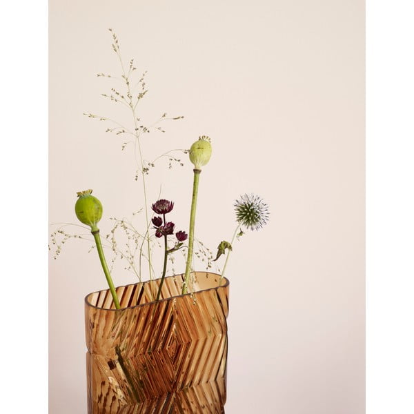 Oranžová skleněná váza Hübsch Deco, výška 18 cm-image-1