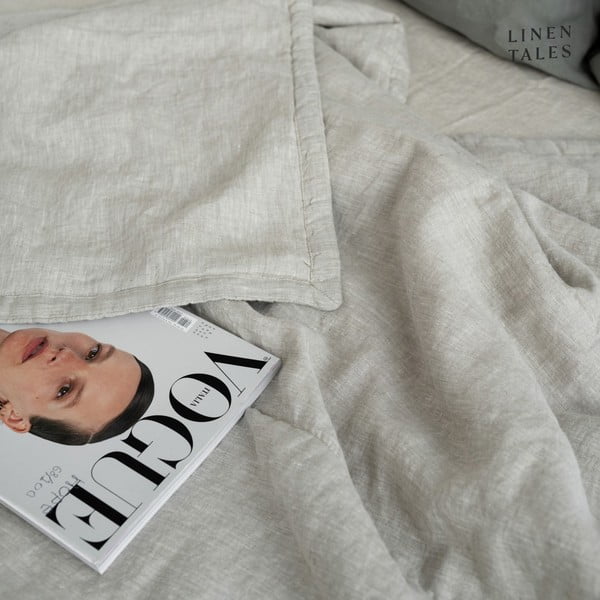 Lněný prošívaný přehoz v přírodní barvě 140x220 cm Melange – Linen Tales-image-4