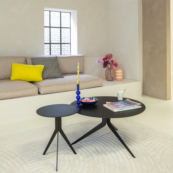 Černý kovový kulatý konferenční stolek ø 78 cm Daley – Spinder Design-image-1