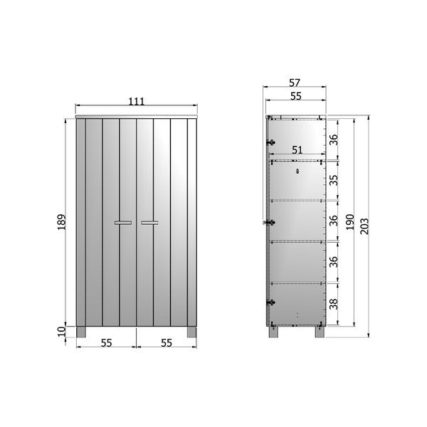 Dvoukřídlá skříň Dennis, ocelově šedá-image-4