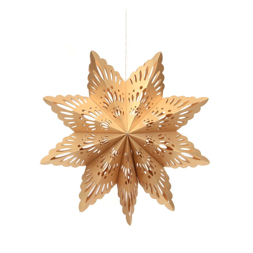 Papírová vánoční ozdoba ve tvaru vločky ve zlaté barvě Only Natural, délka 45 cm