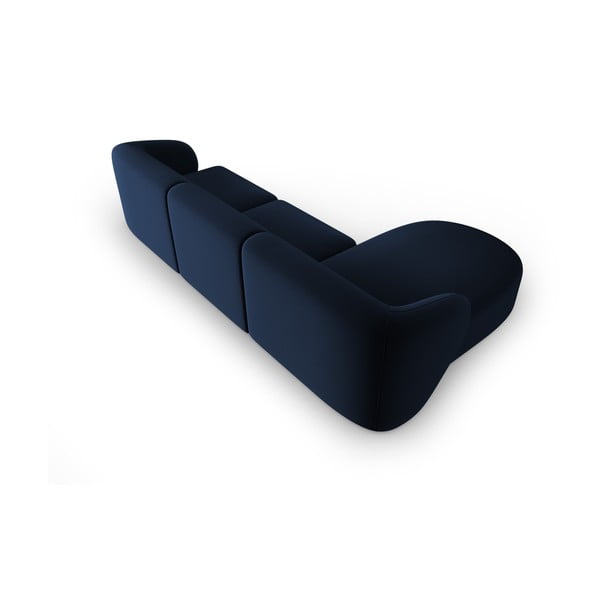 Modrá sametová rohová pohovka (levý roh/s lenoškou) Paolo – Milo Casa-image-3