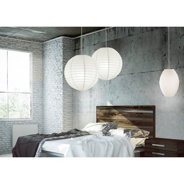 Bílé závěsné svítidlo s papírovým stínidlem Paper – Trio-image-2