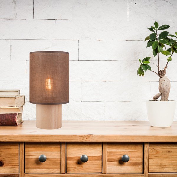 Hnědá stolní lampa s textilním stínidlem, výška 30 cm Ari – LAMKUR-image-2