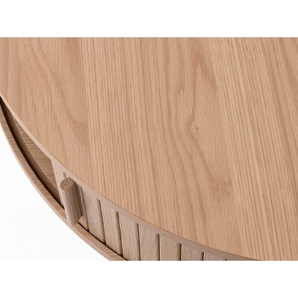 Kulatý konferenční stolek v dekoru dubu ve světle přírodní barvě ø 85 cm Meta – Unique Furniture-image-4