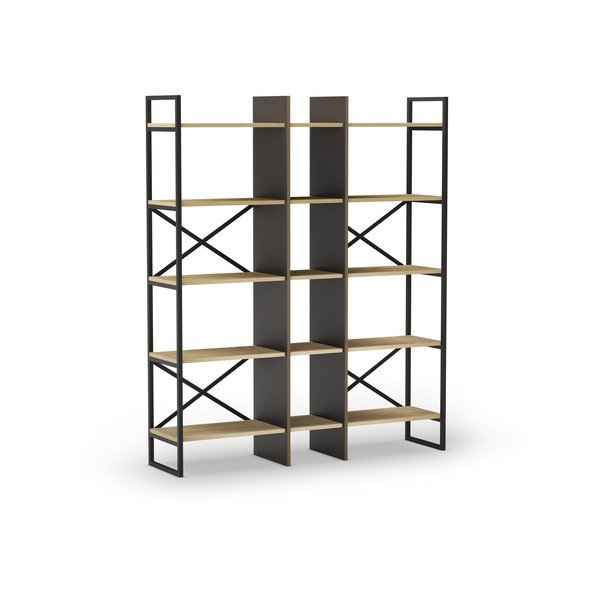 Knihovna v dekoru dubu v přírodní barvě 143,5x175 cm Ara – Marckeric-image-3