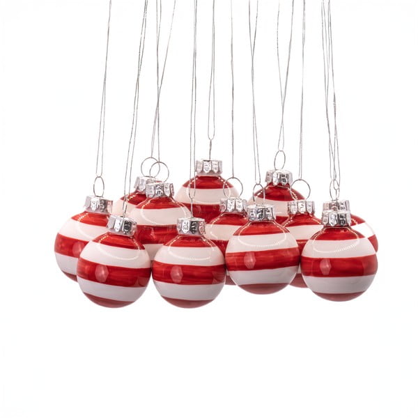 Skleněné ručně vyrobené vánoční koule v sadě 12 ks ø 3 cm Bauble Stripe – Sass & Belle