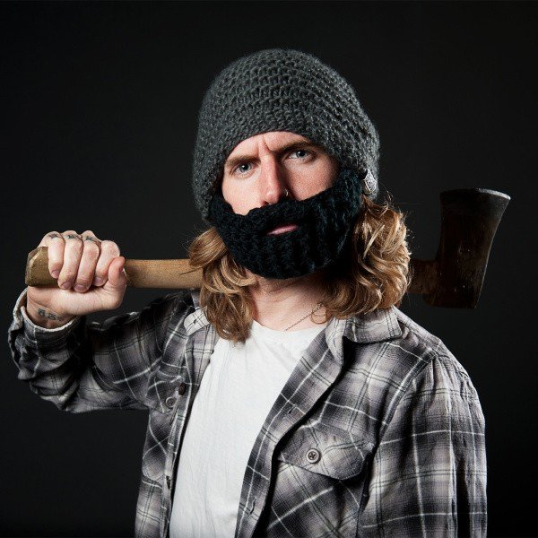 Tmavě šedá čepice s odepínatelným plnovousem Beardo Original -image-3