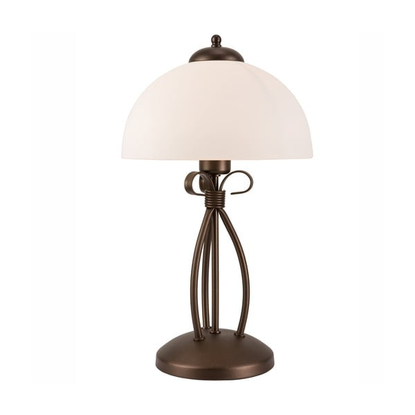 Tmavě hnědá stolní lampa se skleněným stínidlem, výška 43 cm Adelle – LAMKUR