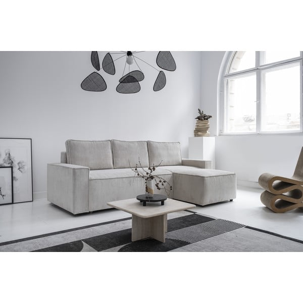 Bílá manšestrová rozkládací rohová pohovka (variabilní) Brave Dave – Miuform-image-3