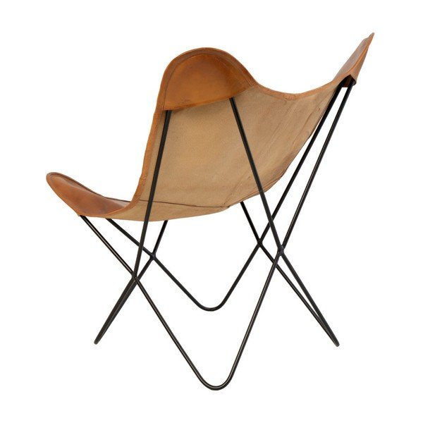 Hnědé kožené butterfly křeslo sømcasa Farfalla-image-4