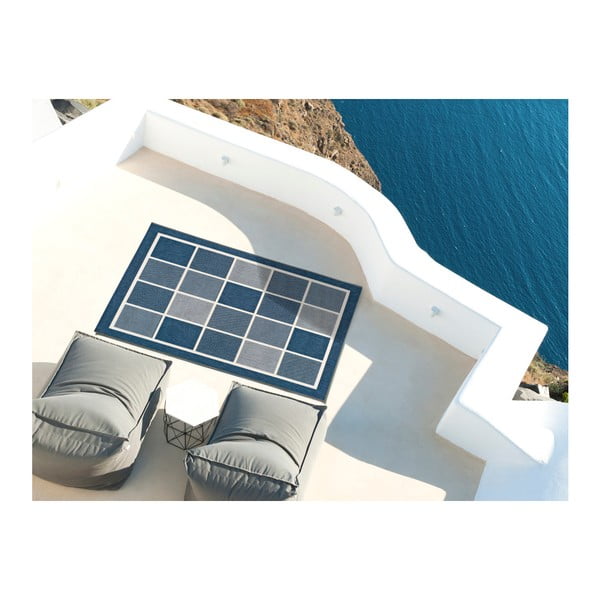 Modrý venkovní koberec Universal Nicol Squares, 80 x 150 cm-image-2