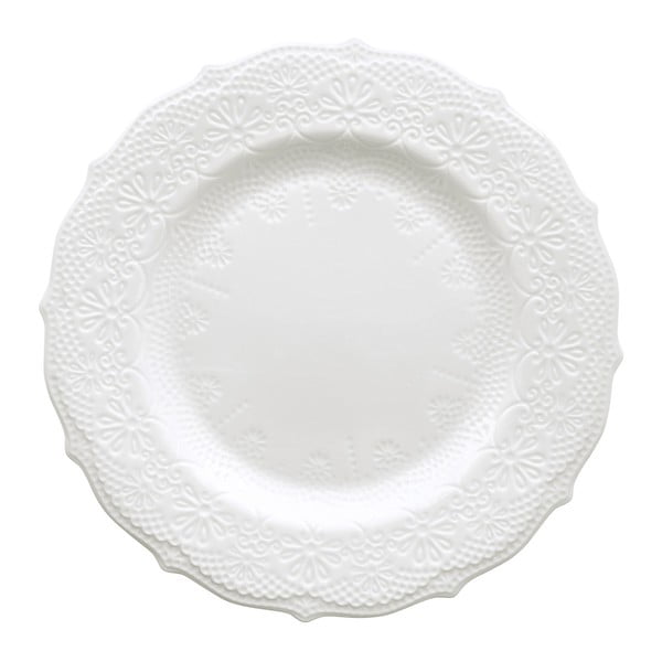 Bílý dezertní talíř Krauff Irish Lacy, 21 cm