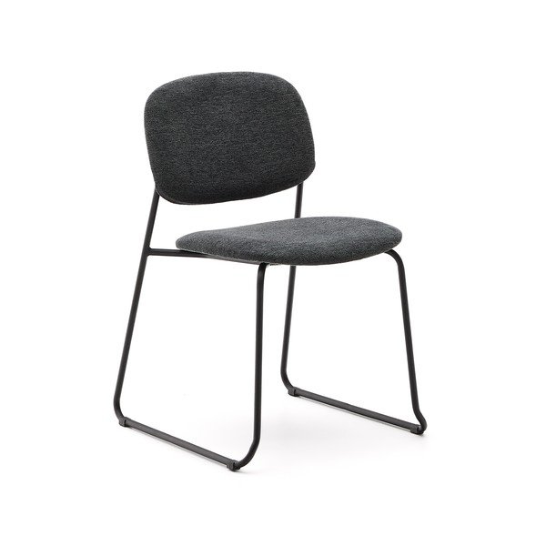 Tmavě šedá kovová stohovatelná jídelní židle Meli – Kave Home