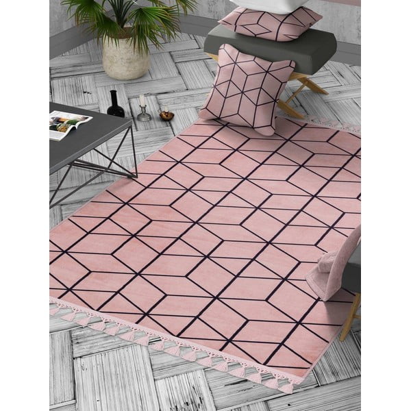 Růžový pratelný koberec 160x100 cm - Vitaus-image-1