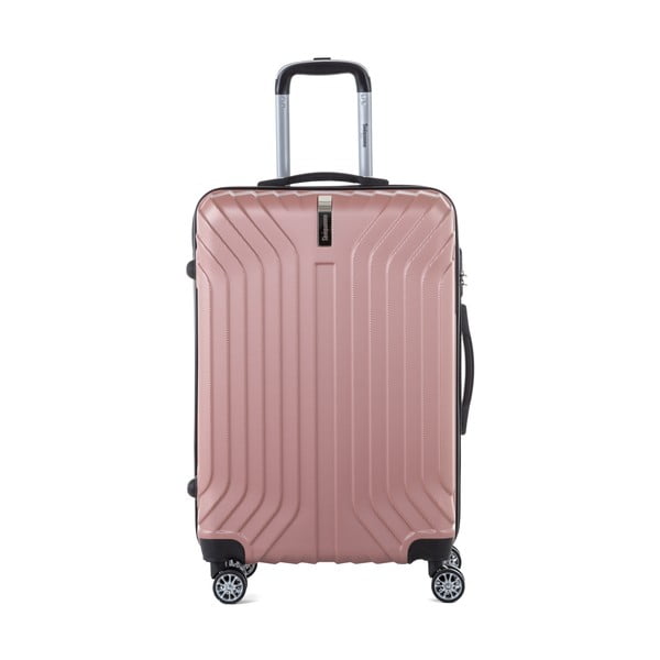 Světle růžový cestovní kufr na kolečkách s kódovým zámkem SINEQUANONE Elisabeth, 71 l