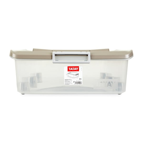 Průhledný úložný box pod postel na kolečkách s béžovým víkem Ta-Tay Storage Box-image-2