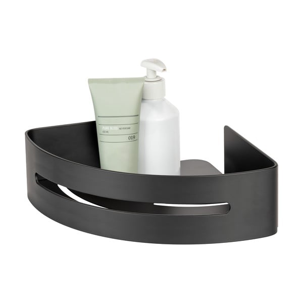 Matně černá rohová samodržící kovová koupelnová polička Bivio – Wenko-image-2