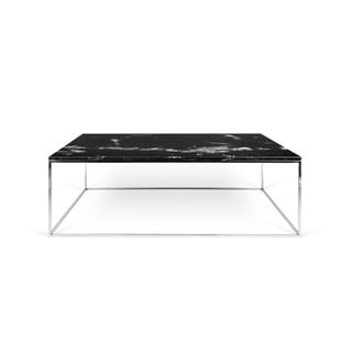 Černý mramorový konferenční stolek s chromovými nohami TemaHome Gleam, 75 x 120 cm