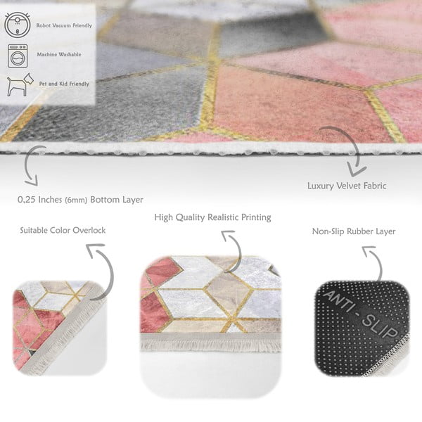 Šedo-růžový pratelný koberec 160x230 cm – Mila Home-image-4