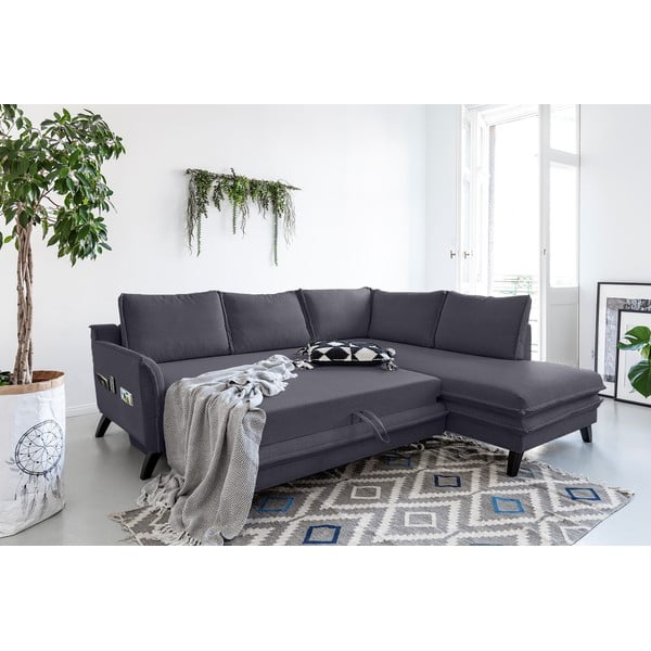 Antracitová rozkládací rohová pohovka Miuform Charming Charlie L, pravý roh-image-3