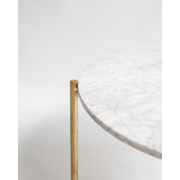Bílý mramorový kulatý konferenční stolek ø 50 cm Morgans – Really Nice Things-image-2