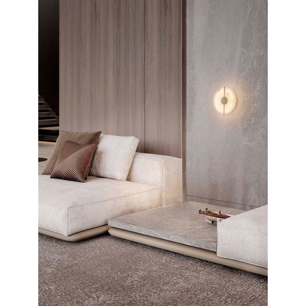 Krémové/v mosazné barvě LED nástěnné svítidlo v dekoru kamene Aider – Nova Luce-image-1