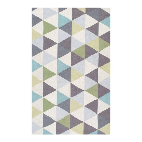 Vlněný koberec Triangles Green, 152x244 cm