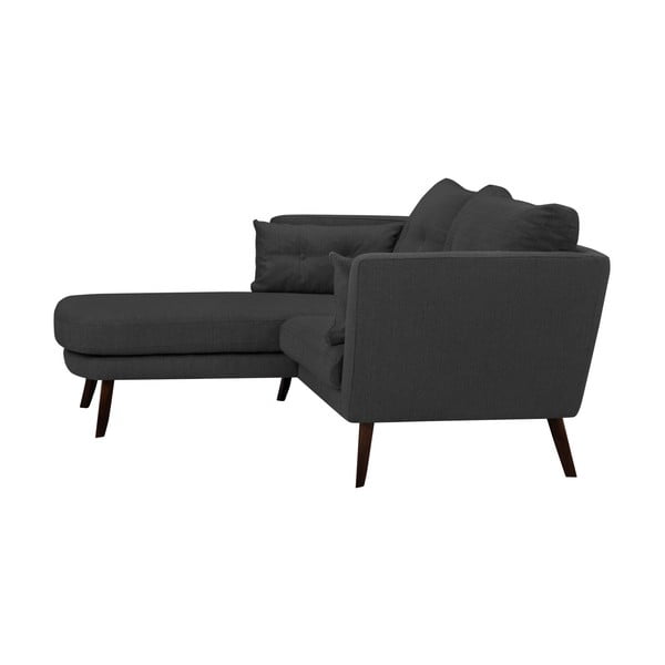 Tmavě šedá třímístná pohovka Mazzini Sofas Elena, s lenoškou na levém rohu-image-2