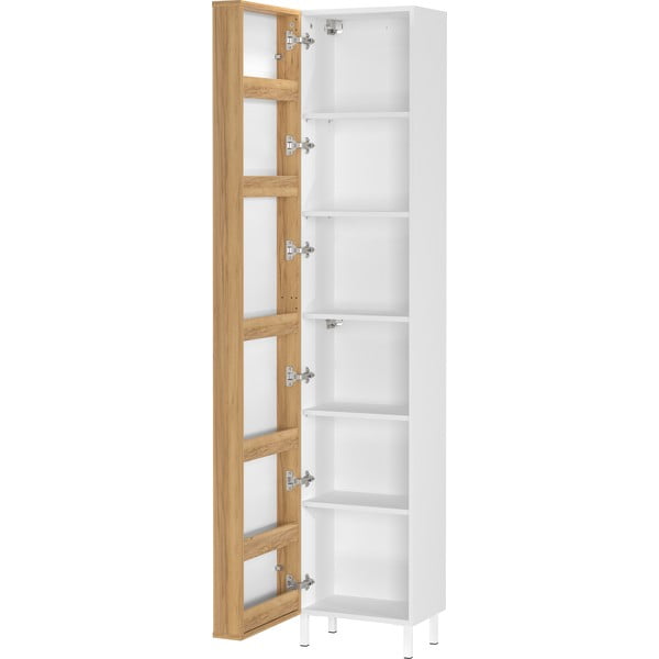 Bílá vysoká/úzká koupelnová skříňka 39x195 cm Topeka – Germania-image-3