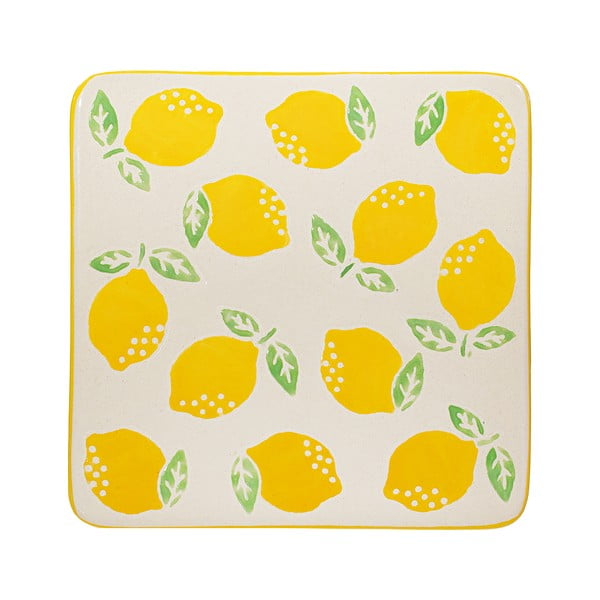 Žluto-bílé keramické podtácky v sadě 4 ks Lemon – Sass & Belle